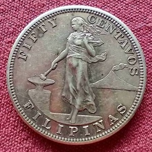 lot 14 image: 1903 Philippines Silver 50 Centavos Coin