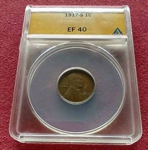 lot 22 image: 1917-S Wheat Penny - ANACS EF40