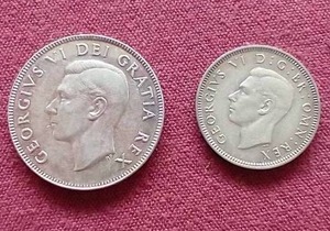 lot 33 image: (2) Silver George VI Silver Coins - Canada & UK