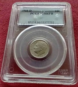 lot 42 image: 1968-D Dime - PCGS MS66FB