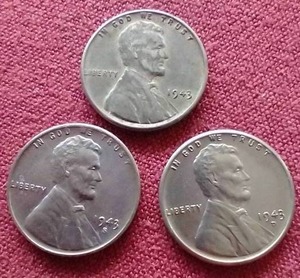 lot 51 image: 1943 Steel Penny Set - All 3 Mints