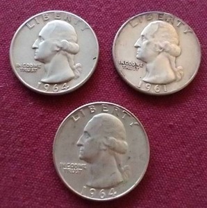 lot 65 image: (3) 90% Silver Washington Quarters