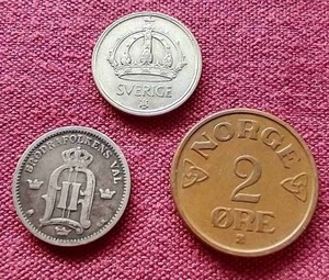 lot 79 image: (3) Vintage Scandinavian Coins
