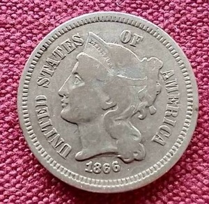 lot 87 image: Rare 1866 3 Cent Nickel