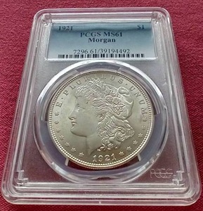 lot 93 image: 1921 Morgan Dollar - PCGS MS61