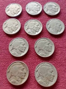 lot 97 image: (10) Buffalo Nickels