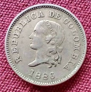 lot 113 image: 1886 Colombia 5 Centavos Coin