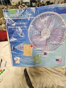 Lasco Remote Wall Mount Fan, appears new, in box