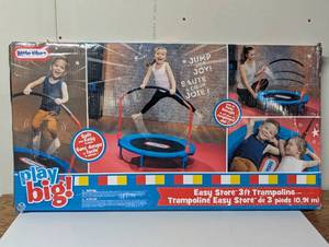 lot 33 image: Little Tikes 25 Round Easy Store 3 Folding Trampoline - BlueBlackRed