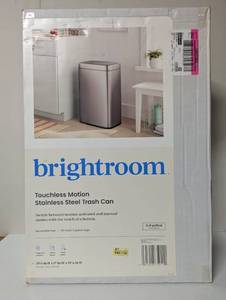 lot 61 image: Motion Wastebasket with Liner - Brightroom Stainless Steel Touchless Kitchen Trash Can, 11.8 Gallon, Silver