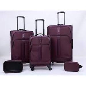 lot 28 image: Skyline Softside Checked Spinner 5pc Luggage Set