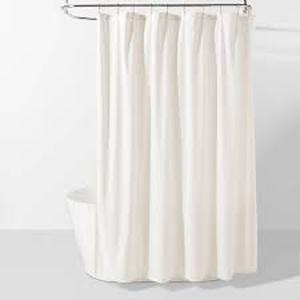 lot 49 image: Threshold Scallop Glam Debossed Velvet Burnout Shower Curtain 72x72, Ivory