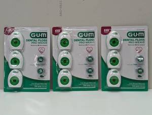 lot 6 image: GUM Pro-Weave Woven Dental Floss, Shred Resistant Waxed Floss, Mint Flavored, 9 Count  6 Travel Units