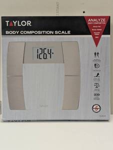 lot 13 image: Taylor Glass Body Composition Bathroom Scale - SilverClear