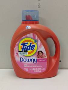 lot 103 image: Tide Laundry Detergent Liquid Soap With Touch Of Downy, April Fresh, 74 Loads, 115 Fl Oz