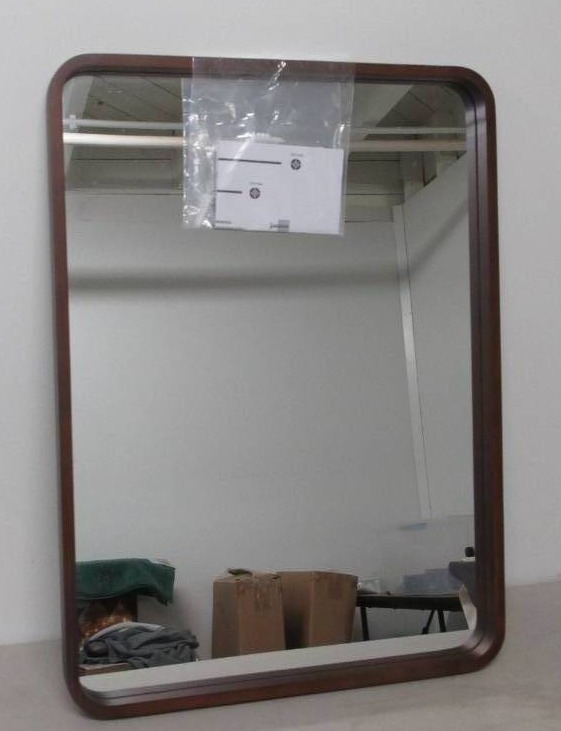 lot 307 image: Round Corner Mirror-Threshold-Walnut - 22 x 30