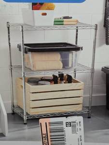 lot 79 image: 3 Tier Wire Shelving - Brightroom - Silver