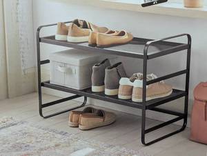 lot 81 image: 2 Tier Shoe Rack Metal Mesh - Brightroom - Black