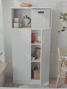 lot 18 image: Large Storage Cabinet White - Brightroom Particle Board, 3 Shelves, Anti-Tip, Universal Storage - White
