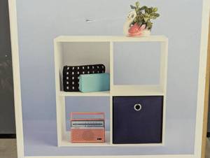 lot 68 image: 4 Cube Decorative Bookshelf - Room Essentials - White
