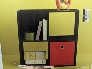 lot 71 image: 4 Cube Decorative Bookshelf - Room Essentials - Espresso