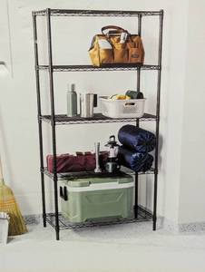lot 76 image: 5 Tier Wire Shelving - Brightroom - Black