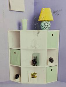 lot 25 image: Corner Cube Bookshelf White - Room Essentials 3 Shelves, 9 Compartments, Bookcase & Toy Storage, 11 Cube System Compatible