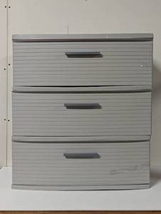 lot 104 image: 3 Drawer Wide Tower Light Gray - Brightroom Plastic Storage Drawers
