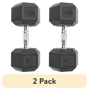 lot 22 image: CAP Barbell 50lb Hex Coated Dumbbells