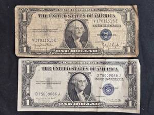 lot 53 image: 1935 G and 1935 D Series Silver Certificate One Dollar Bills - Lot of 2
