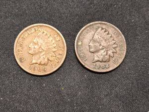 lot 63 image: 1903 and 1906 Indian Head Pennies