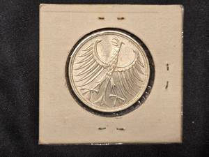 lot 74 image: 1965 German 5 Mark Coin with Bird Design