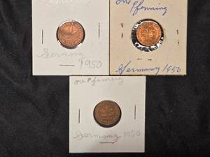 lot 75 image: Set of 3 German Pfennig Coins from 1950