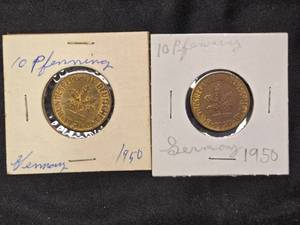 lot 77 image: Lot of 2 German 10 Pfennig Coins from 1950