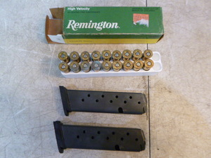 lot 24 image: Remington Center Fire Cartridges and 2 Clips