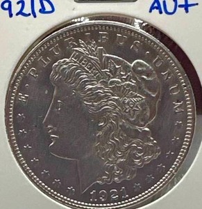 lot 6 image: 1921-D Morgan Silver Dollar AU