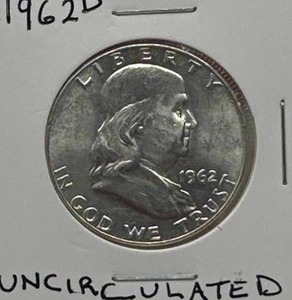 lot 9 image: 1962-D Uncirculated Franklin Half Dollar