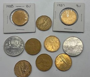 lot 10 image: 2 (BU)  8 Circulated Canadian Dollars