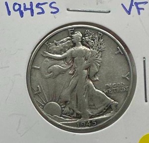 lot 11 image: 1945-S Walking Liberty Half Dollar VF