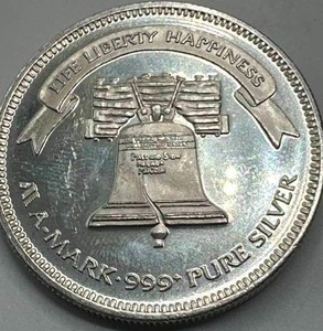 lot 20 image: 1985 1oz .999 Silver A-Mark Liberty Round