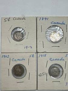lot 22 image: Lot of 4 Silver Canadian Nickels