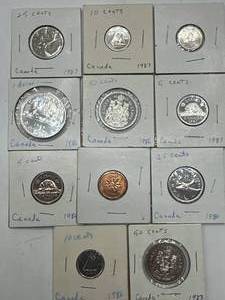 lot 32 image: Lot of 11 Proof Canadian Coins $2.91 Face Value