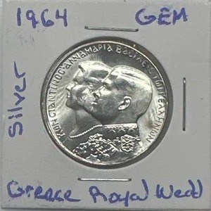 lot 36 image: 1996 Rarer Greek Silver 30 Drachman Royal Wedding Coin