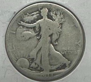 lot 37 image: 1918-S Walking Liberty Half Dollar (better date)