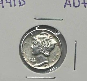 lot 52 image: 1941-D Mercury Dime FSB  AU