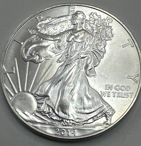 lot 62 image: 2014 1oz .999 Silver Eagle Dollar BU