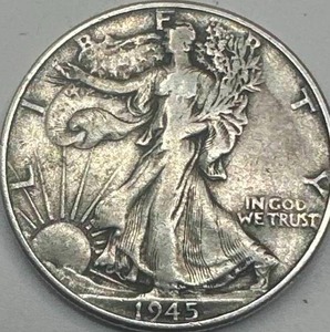lot 70 image: 1945 Walking Liberty Half Dollar