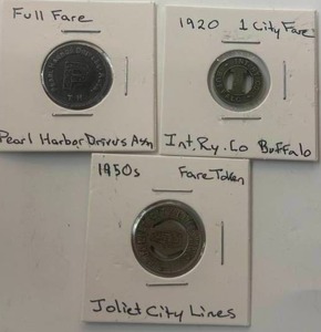 lot 76 image: Lot of 3 Old Transit Tokens