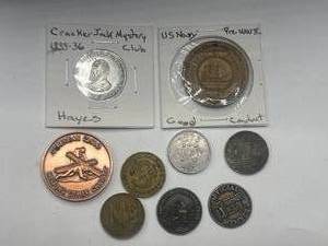 lot 85 image: 1930s Cracker Jack Mystery & Misc. Tokens