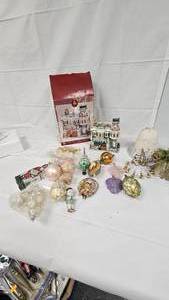 Assorted Christmas Lot and Porcelain Lighted House(in box)
